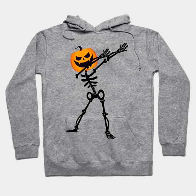 Dabbing Dab Skeleton Pumpkin Halloween Funny Hoodie by macshoptee